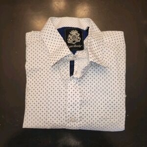 English Laundry Men's Shirt Blue Diamond Pattern Short Sleeve Button Down Sz M